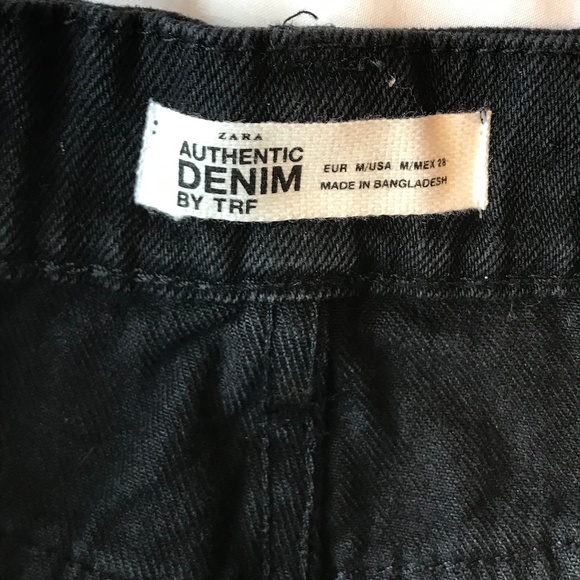 Trafaluc Rip Hem High Waisted Black Denim Skirt - Picture 7 of 8